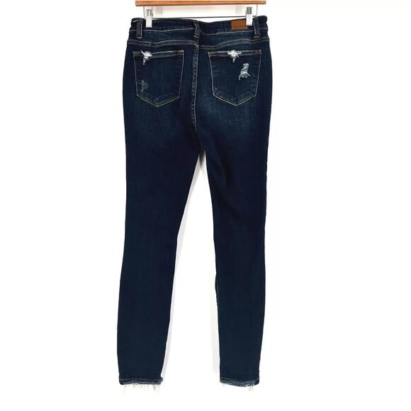 Judy Blue Skinny Fit Jeans Size 7/28 Stretch Distressed Comfort Dark Wash Grunge - Picture 4 of 10